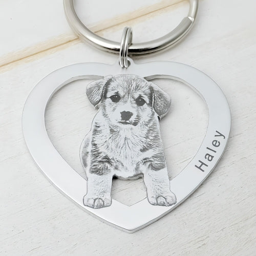 MemoryTag™ Personalized Photo Keyring — Custom Pet Portrait Keychain